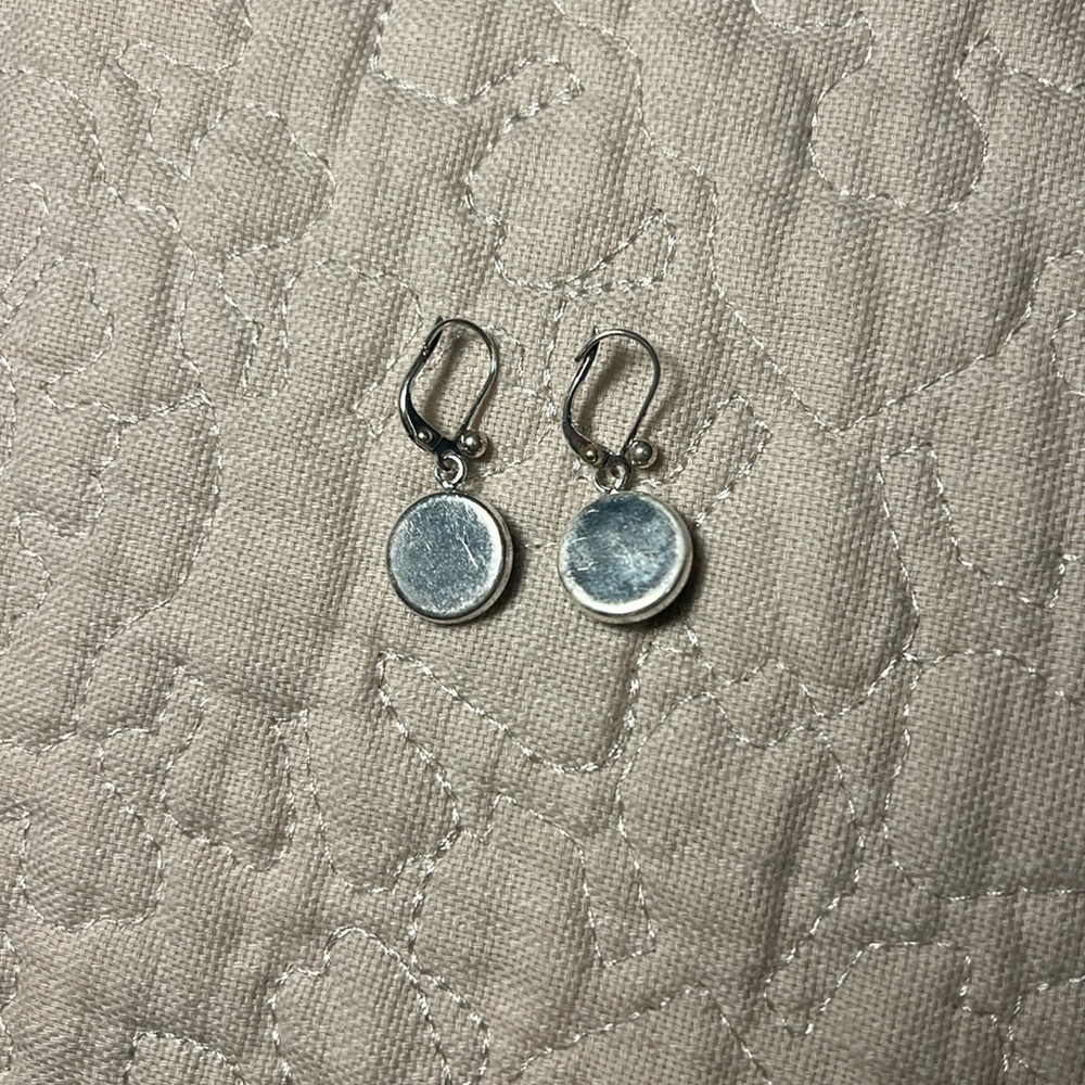 Cabochon Round Costume Bluish-Greenish Dangle Pierced Earrings - Picture 5 of 8